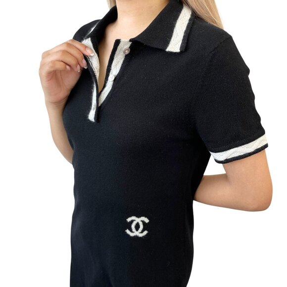 CHANEL Vintage 04A CC Logo Knit Dress One-piece #34 Black Cashmere [106433] - Picture 2 of 12